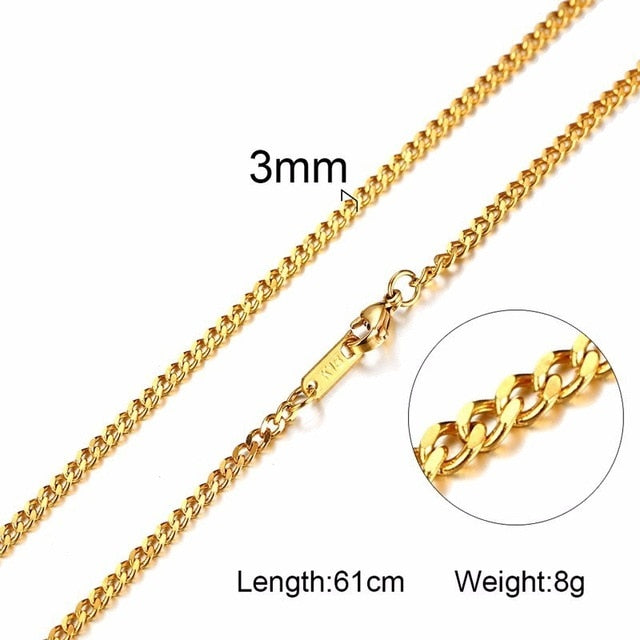 Men Necklace Gold Tone Snake Chain - Shopeasywear