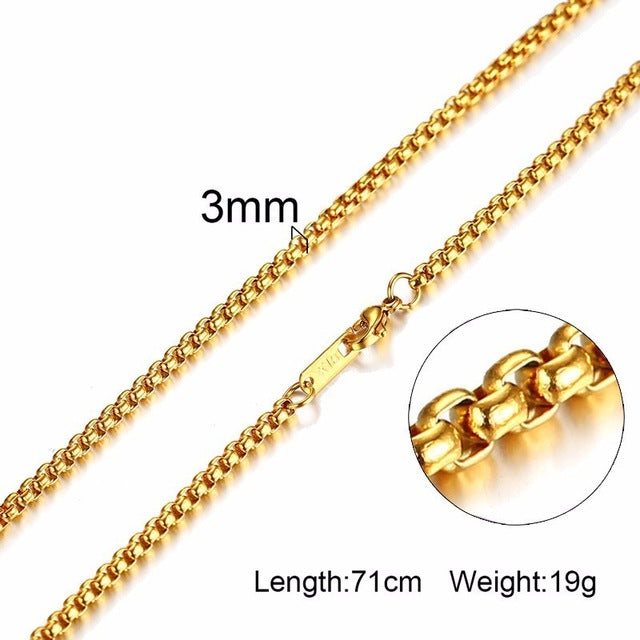 Men Necklace Gold Tone Snake Chain - Shopeasywear