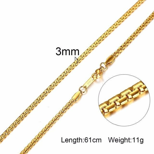Men Necklace Gold Tone Snake Chain - Shopeasywear