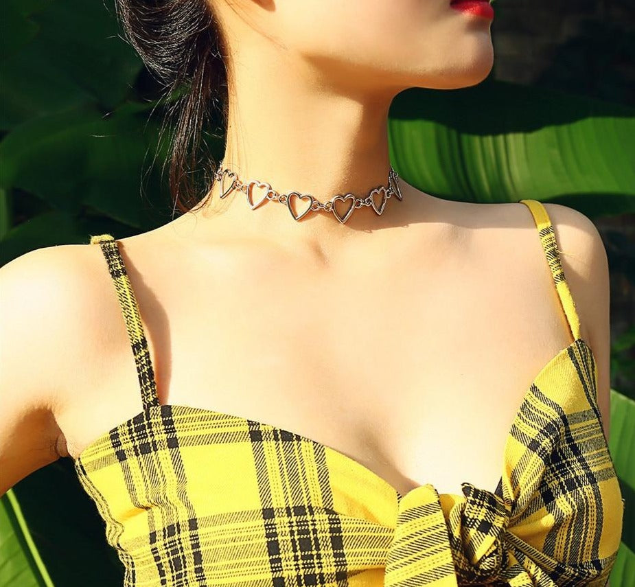 Sweet Love Heart Choker Necklace
