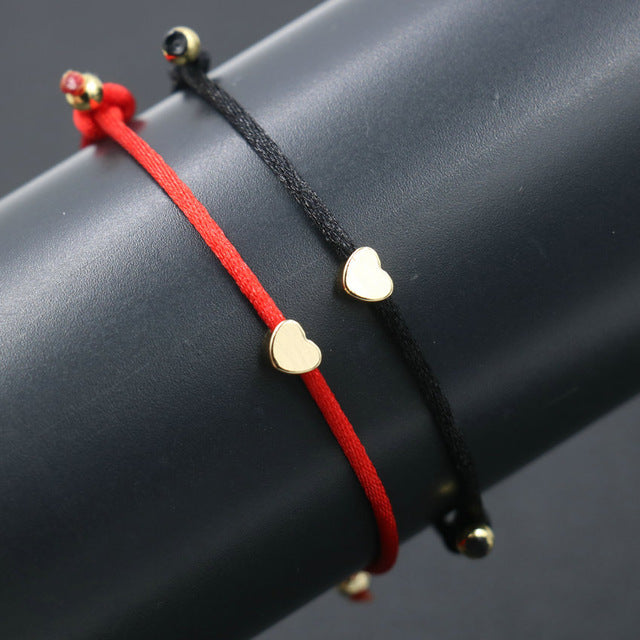 2pcs/set Couple Bracelet Copper Heart Dog Butterfly Hamsa Wish Bracelet Braid Rope Adjustable Bracelets For Women Kids Jewelry - Shopeasywear