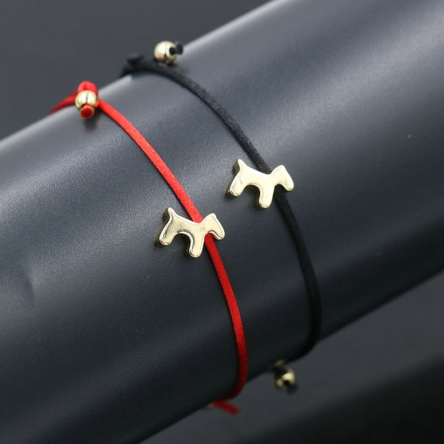 2pcs/set Couple Bracelet Copper Heart Dog Butterfly Hamsa Wish Bracelet Braid Rope Adjustable Bracelets For Women Kids Jewelry - Shopeasywear