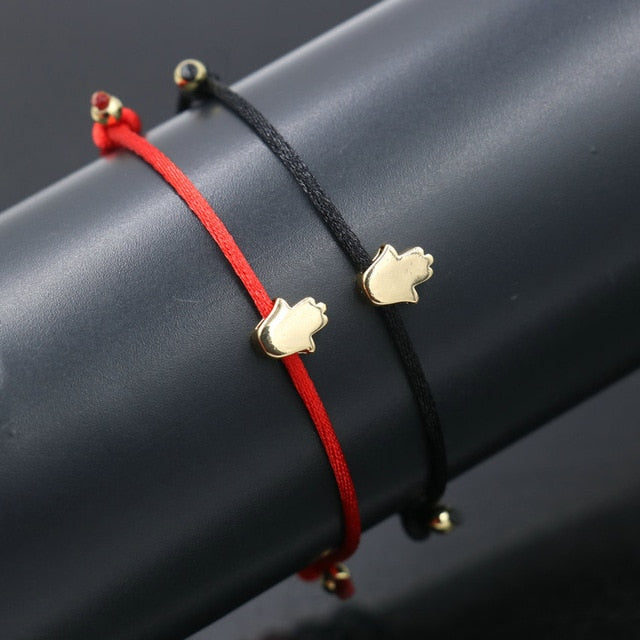 2pcs/set Couple Bracelet Copper Heart Dog Butterfly Hamsa Wish Bracelet Braid Rope Adjustable Bracelets For Women Kids Jewelry - Shopeasywear