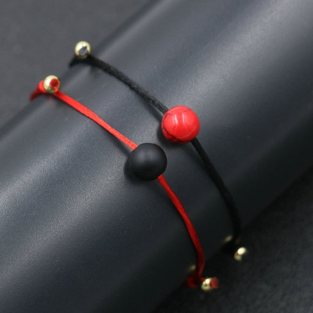 2pcs/set Couple Bracelet Copper Heart Dog Butterfly Hamsa Wish Bracelet Braid Rope Adjustable Bracelets For Women Kids Jewelry - Shopeasywear