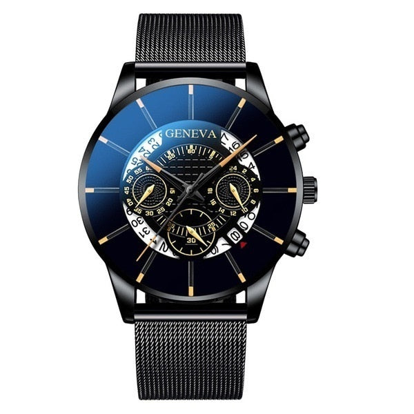 Luxury Calendar Steel Mesh Band Wristwatch - Shopeasywear
