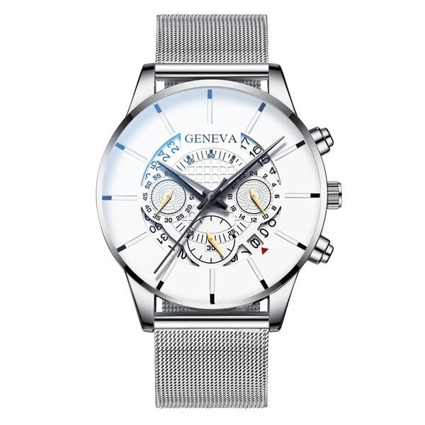 Luxury Calendar Steel Mesh Band Wristwatch - Shopeasywear