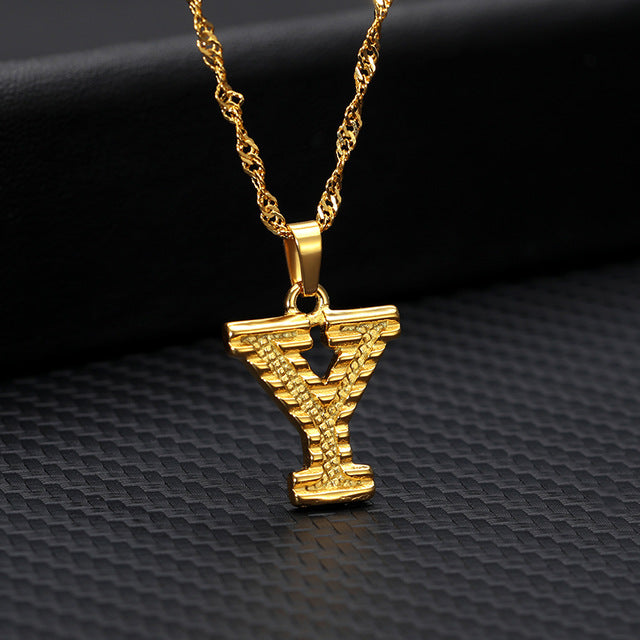 Tiny Gold Initial Letter Necklace - Shopeasywear