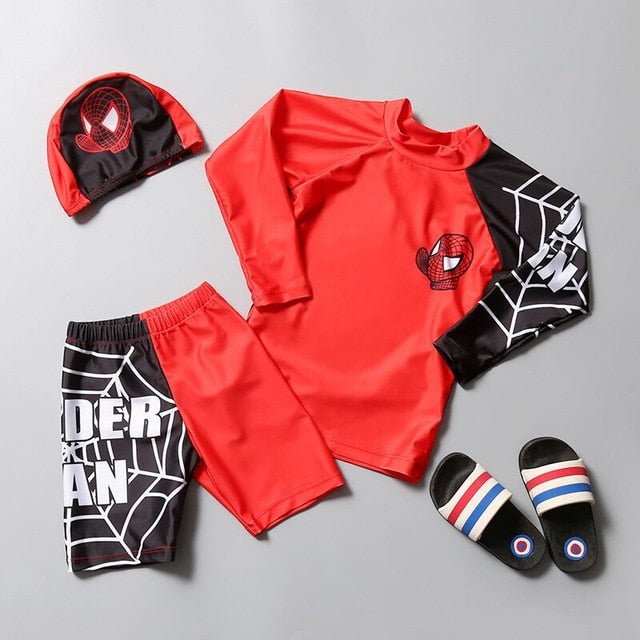3 piece Swimming Suit With Cap Cartoon