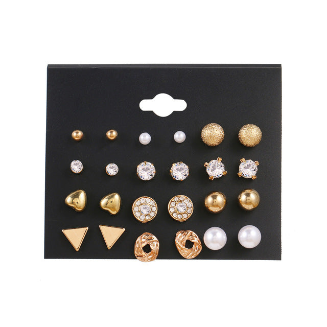 Set Of  Kristal Silver and Gold Earrings - Shopeasywear