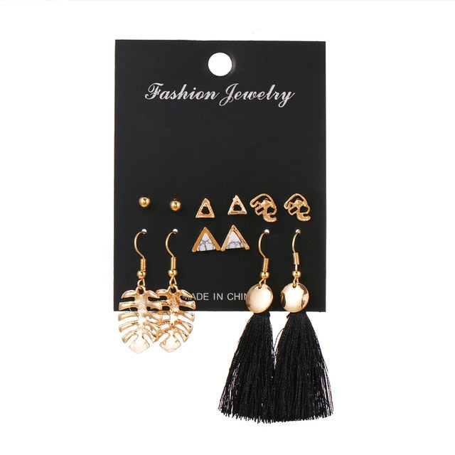 Set Of  Kristal Silver and Gold Earrings - Shopeasywear