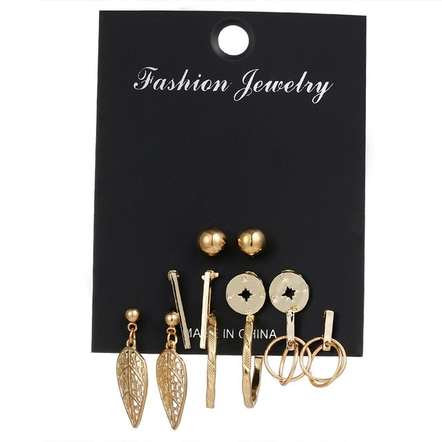 Set Of  Kristal Silver and Gold Earrings - Shopeasywear