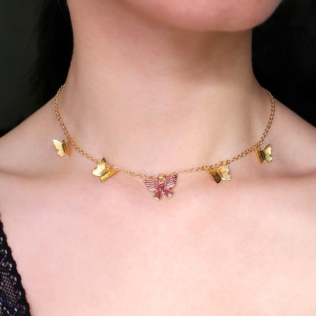 Butterfly Choker Necklace For Women