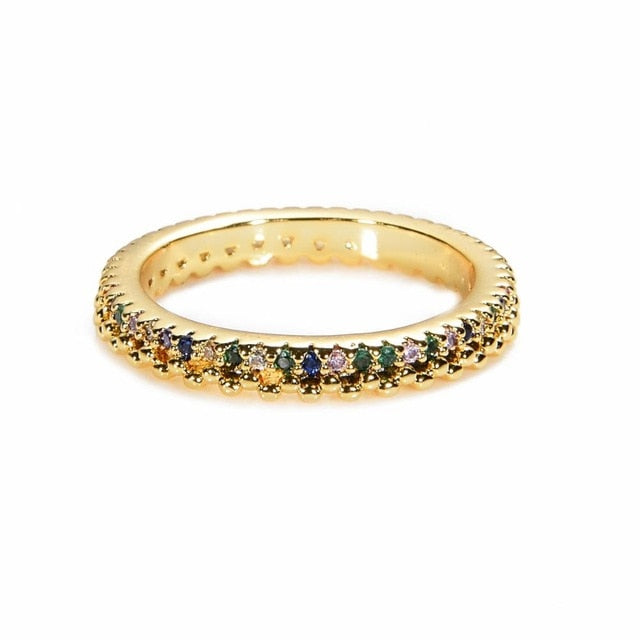 Women's copper Gold Crown rainbow Rings - Shopeasywear