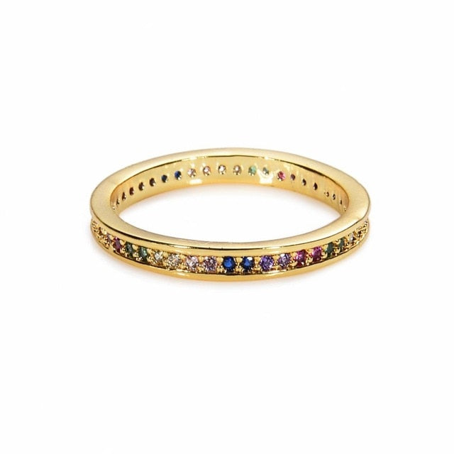 Women's copper Gold Crown rainbow Rings - Shopeasywear