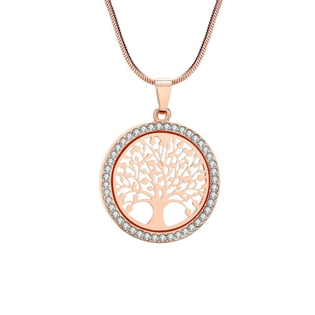 Tree of Life Crystal Pendant Necklace - Shopeasywear