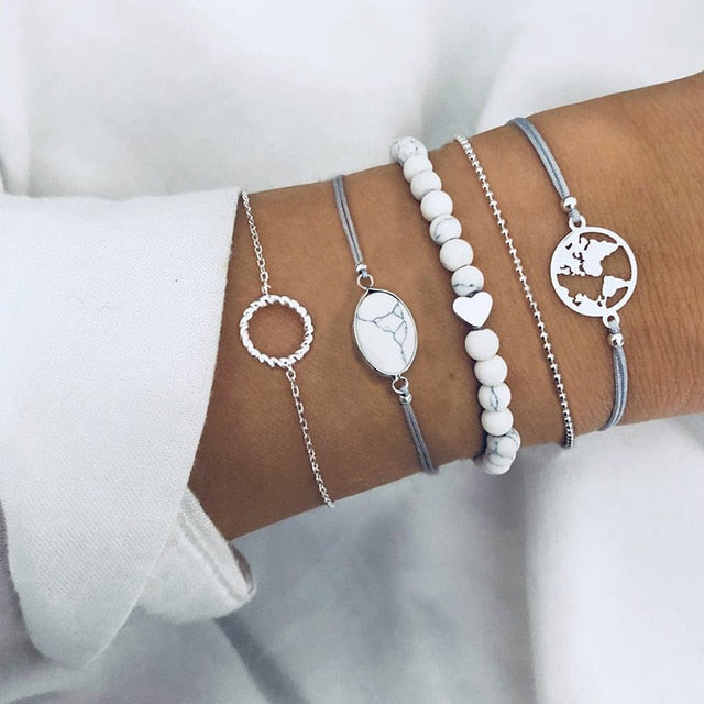 Bow Map Crystal Bead Bracelet - Shopeasywear