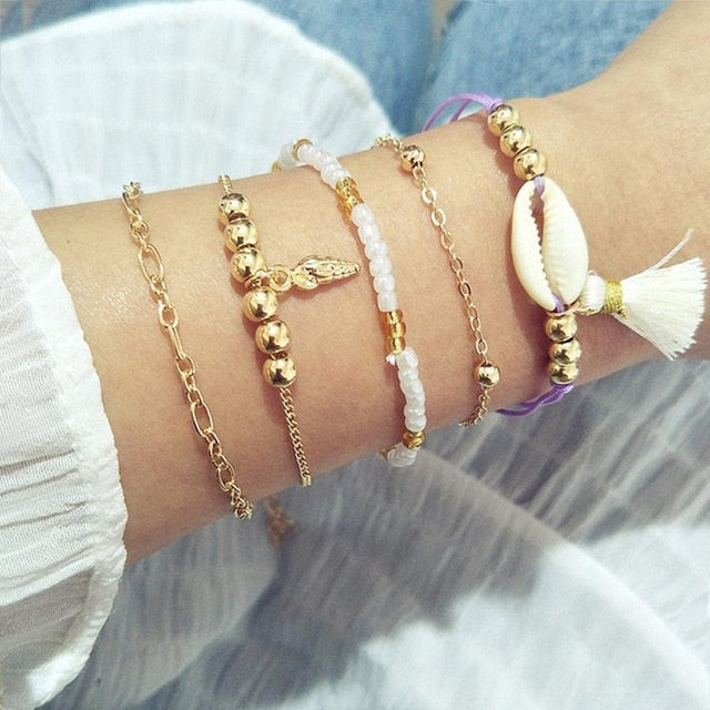 Bow Map Crystal Bead Bracelet - Shopeasywear