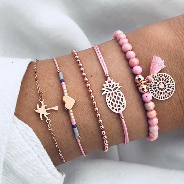 Bow Map Crystal Bead Bracelet - Shopeasywear