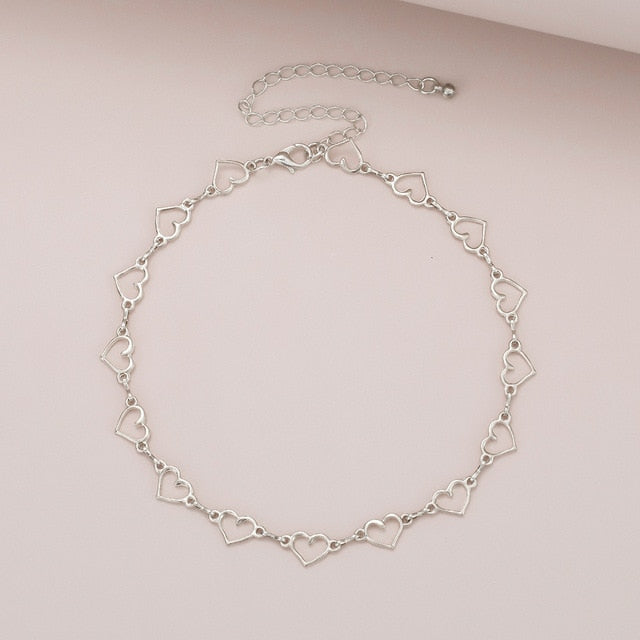 Sweet Love Heart Choker Necklace