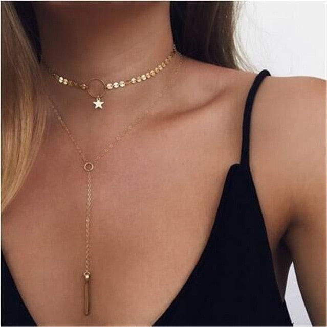 Modyle Choker Necklace Punk Vintage Gold Color Dainty Heart Pendant Necklaces For Women Wedding Jewelry Gifts - Shopeasywear