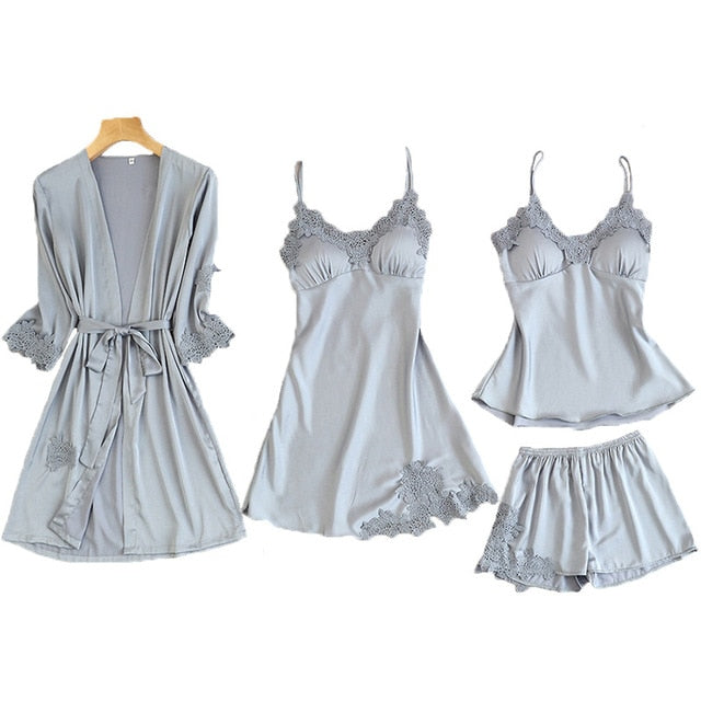5 Pieces Silk Home Women Pajamas