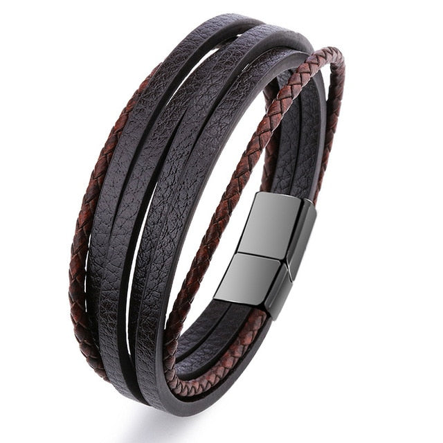 leather Magnetic-Clasp Bracelet - Shopeasywear