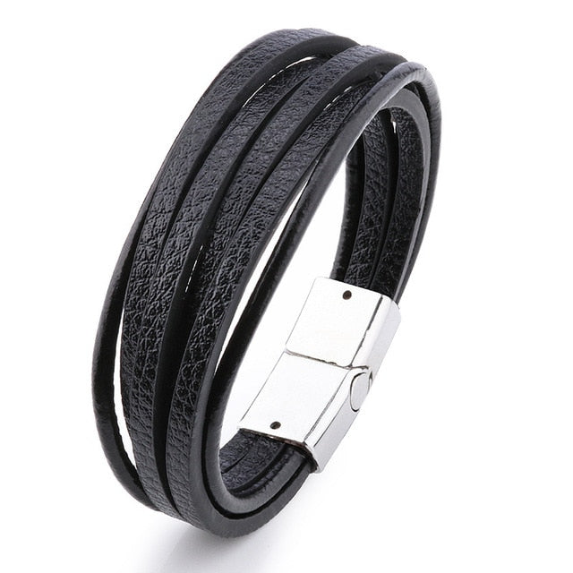 leather Magnetic-Clasp Bracelet - Shopeasywear
