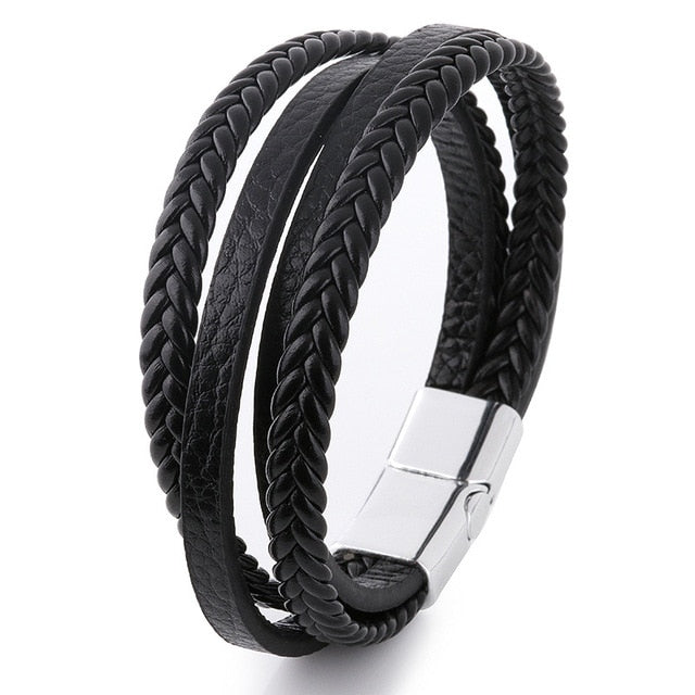 leather Magnetic-Clasp Bracelet - Shopeasywear