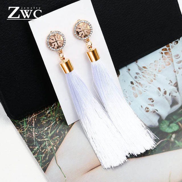 ZWC Vintage Ethnic Long Tassel Drop Earrings for Women Lady Fashion Bohemian Statement Fringe Dangle Women Earring 2019 Jewelry - Shopeasywear