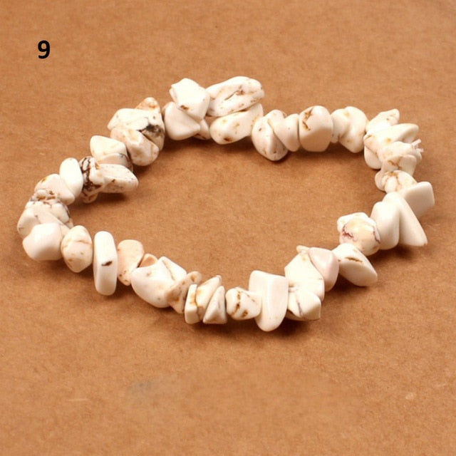 Natural Pink Quartz Crystal Stone Chip Beads Bracelet Stretch Beaded Bracelets for Women Men Unisex Jewelry - Shopeasywear