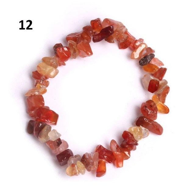 Natural Pink Quartz Crystal Stone Chip Beads Bracelet Stretch Beaded Bracelets for Women Men Unisex Jewelry - Shopeasywear