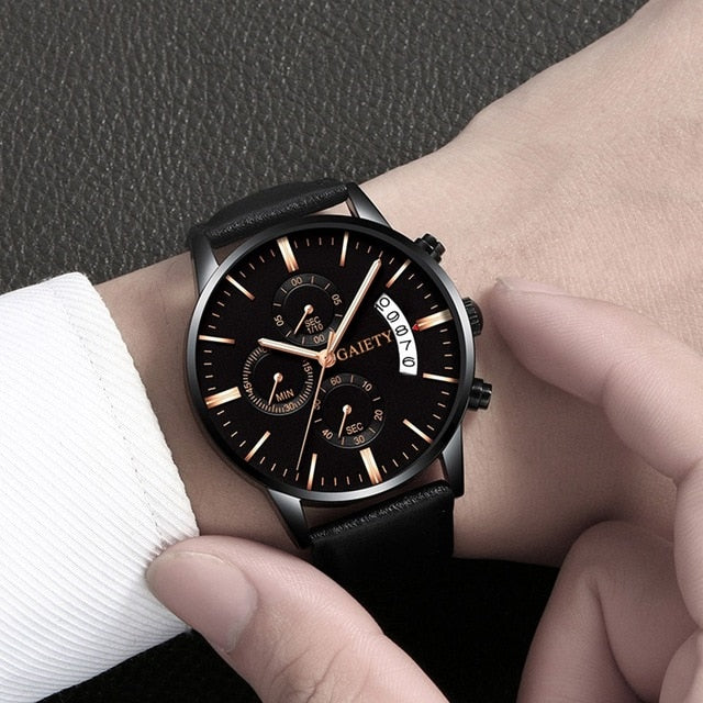 2019 relogio masculino watches men Fashion Sport Stainless Steel Case Leather Band watch Quartz Business Wristwatch reloj hombre - Shopeasywear