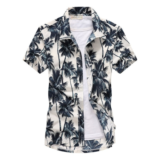 Palm Tree Printed Hawaiian Beach Shirt - Shopeasywear