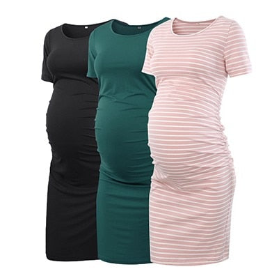 3pcs Women's Side Ruched Maternity Clothes