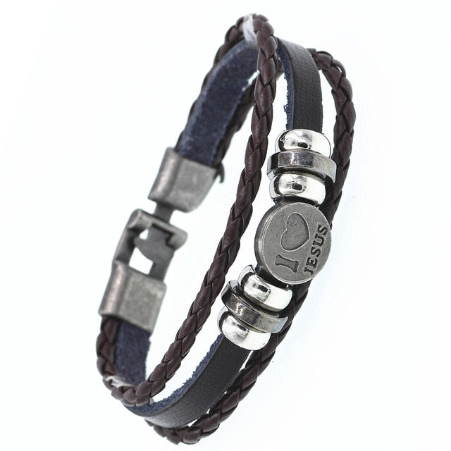 Pulsera de cuero DGW Lucky Vintage para hombre, para jugar a las cartas, colgante de Raja Vegas, pulsera trenzada multicapa para mujer, Dropshipping - Shopeasywear