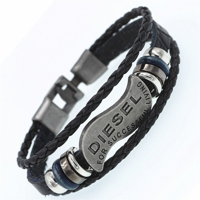 Pulsera de cuero DGW Lucky Vintage para hombre, para jugar a las cartas, colgante de Raja Vegas, pulsera trenzada multicapa para mujer, Dropshipping - Shopeasywear