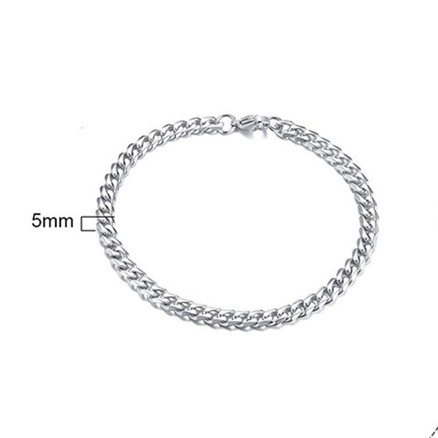 Men's Bracelet Curb Cuban Link Chain Stainless Steel Mens Womens Bracelets Bangle Gold Tone No Fade 3mm to 11mm - Shopeasywear