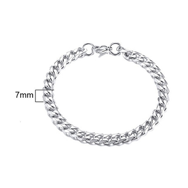 Men's Bracelet Curb Cuban Link Chain Stainless Steel Mens Womens Bracelets Bangle Gold Tone No Fade 3mm to 11mm - Shopeasywear