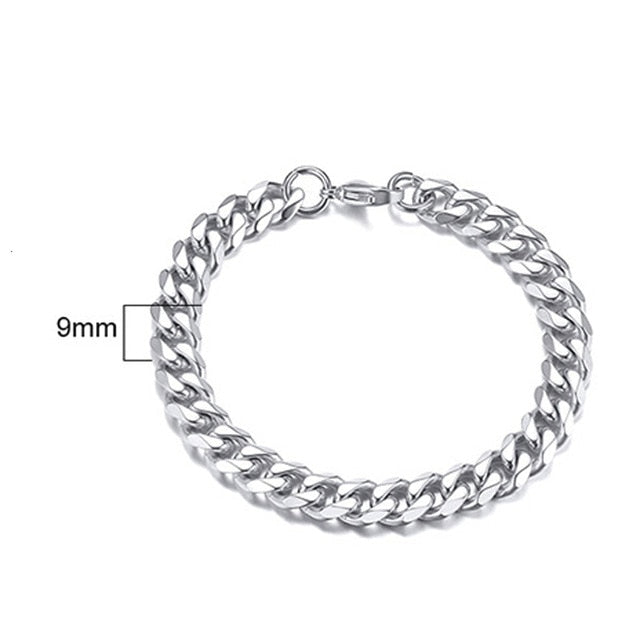 Men's Bracelet Curb Cuban Link Chain Stainless Steel Mens Womens Bracelets Bangle Gold Tone No Fade 3mm to 11mm - Shopeasywear