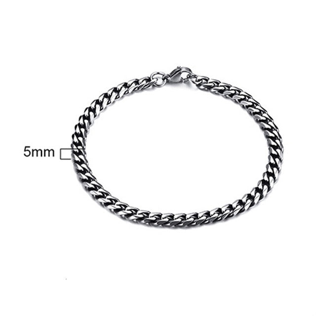 Men's Bracelet Curb Cuban Link Chain Stainless Steel Mens Womens Bracelets Bangle Gold Tone No Fade 3mm to 11mm - Shopeasywear