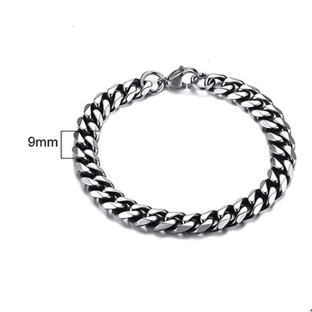 Men's Bracelet Curb Cuban Link Chain Stainless Steel Mens Womens Bracelets Bangle Gold Tone No Fade 3mm to 11mm - Shopeasywear