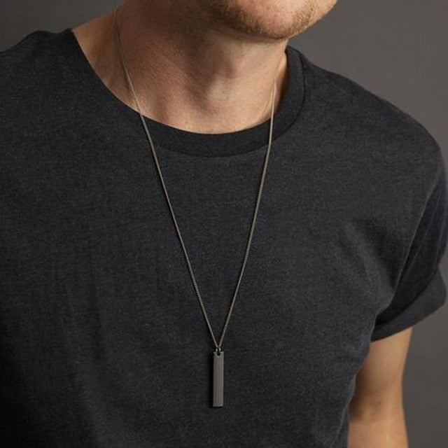 New Black Rectangle Pendant Necklace - Shopeasywear
