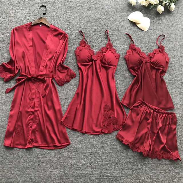 Summer New 4 Pcs Set Women Pajama