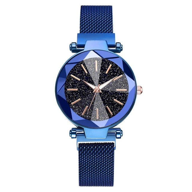 Luxury Starry Sky Stainless Steel Mesh Bracelet Watches For Women Crystal Analog Quartz Wristwatches Ladies Sports Dress Clock - Shopeasywear