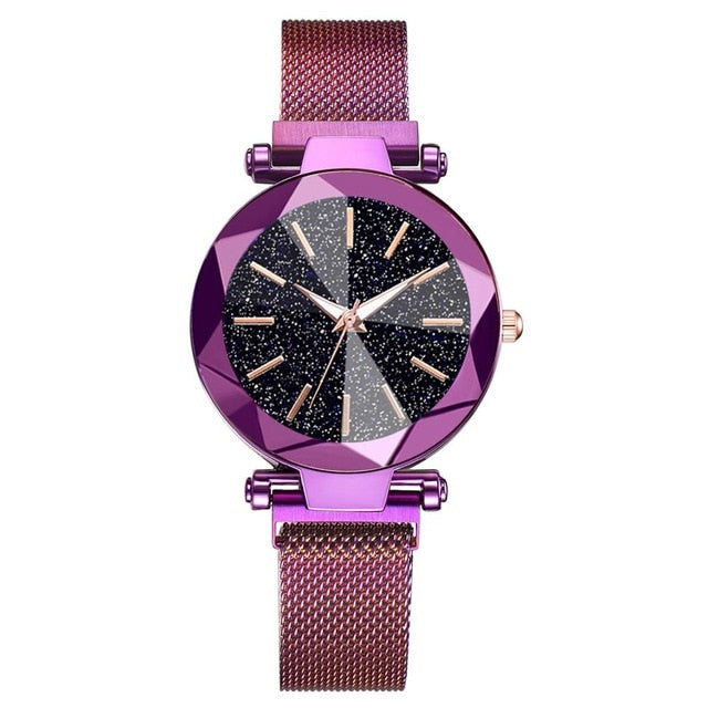 Luxury Starry Sky Stainless Steel Mesh Bracelet Watches For Women Crystal Analog Quartz Wristwatches Ladies Sports Dress Clock - Shopeasywear
