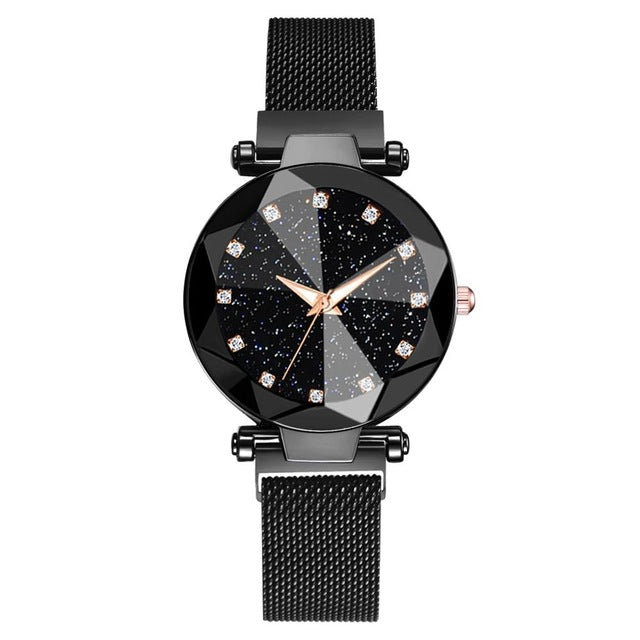 Luxury Starry Sky Stainless Steel Mesh Bracelet Watches For Women Crystal Analog Quartz Wristwatches Ladies Sports Dress Clock - Shopeasywear