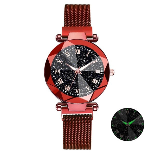 Luxury Starry Sky Stainless Steel Mesh Bracelet Watches For Women Crystal Analog Quartz Wristwatches Ladies Sports Dress Clock - Shopeasywear