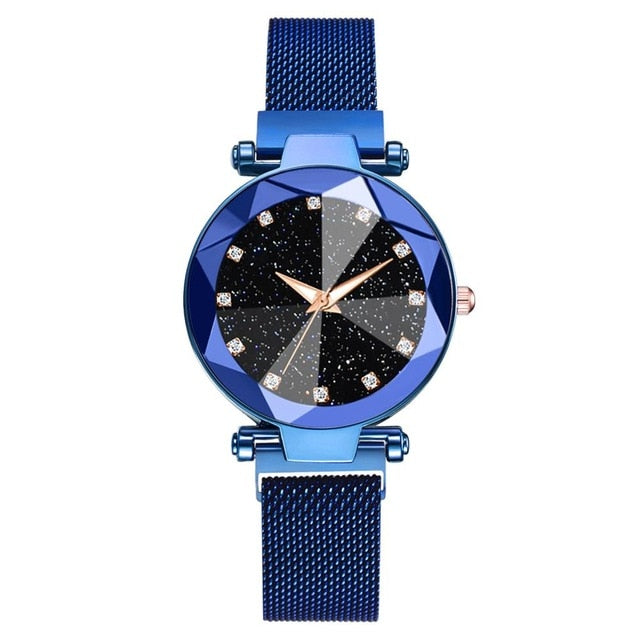 Luxury Starry Sky Stainless Steel Mesh Bracelet Watches For Women Crystal Analog Quartz Wristwatches Ladies Sports Dress Clock - Shopeasywear