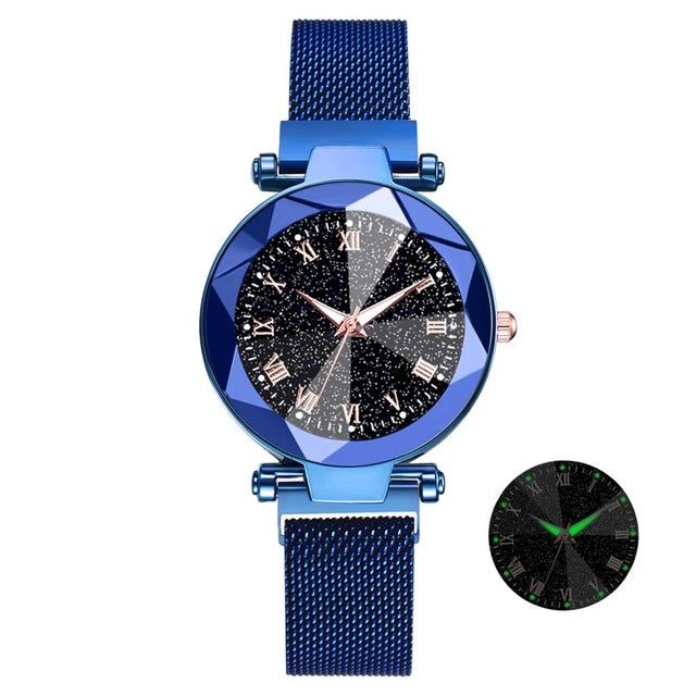 Luxury Starry Sky Stainless Steel Mesh Bracelet Watches For Women Crystal Analog Quartz Wristwatches Ladies Sports Dress Clock - Shopeasywear