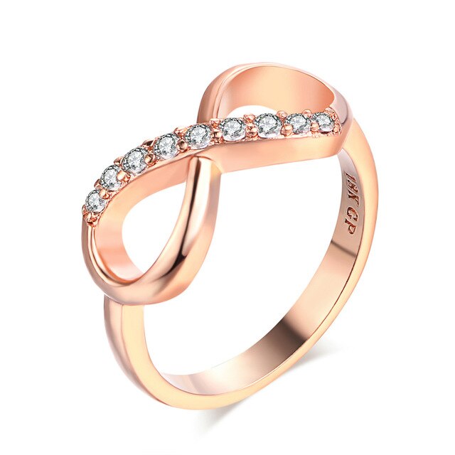 Romantic Number Eight Cubic Zirconia Rose Gold Color Brand Engagement Rings For Women Fashion Jewelry DWR407 - Shopeasywear